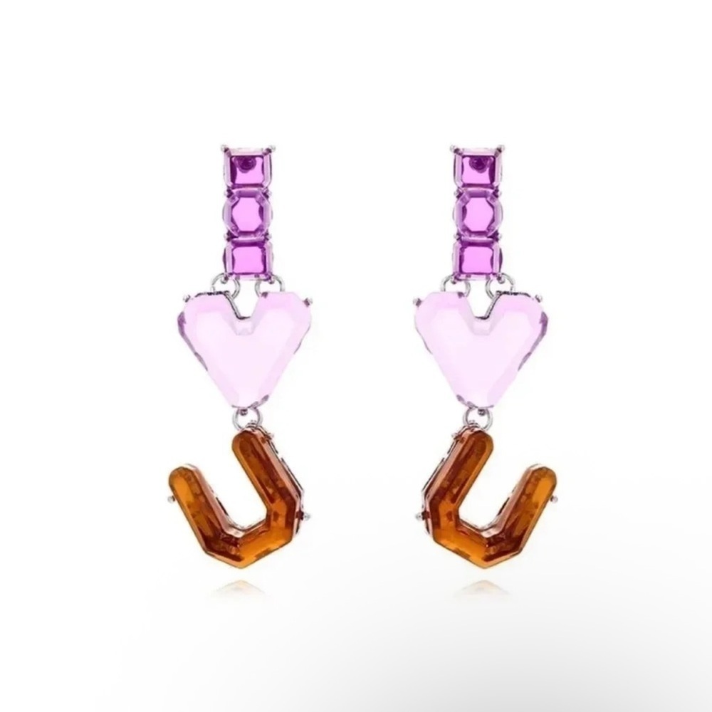 Purple Heart I Love U Drop Earrings
